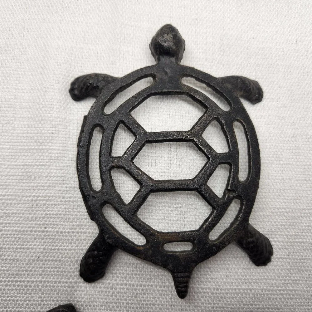 3 Metal Coasters Trivets Butterfly Owl Turtle Taiwan Cast Iron Pan Pot Holders
